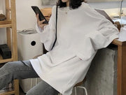 チュニック 長袖 カットソー レディース 女性 トップス 大きいサイズ ビッグシルエット オーバーサイズ クルーネック 無地 単色 シンプル お洒落 カジュアル 体型カバー 婦人服