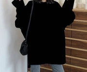 チュニック 長袖 カットソー レディース 女性 トップス 大きいサイズ ビッグシルエット オーバーサイズ クルーネック 無地 単色 シンプル お洒落 カジュアル 体型カバー 婦人服