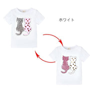 半袖Tシャツ スパンコール 色が変わる キッズ 子供服 女の子 ラウンドネック キラキラ かわいい キュート おしゃれ 通園 通学 デイリー お出かけ トップス