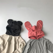 パーカー キッズ 子供 男の子 女の子 トップス プルオーバー 長袖 バイカラー 裏起毛 フード 耳付き うさぎ くま 可愛い