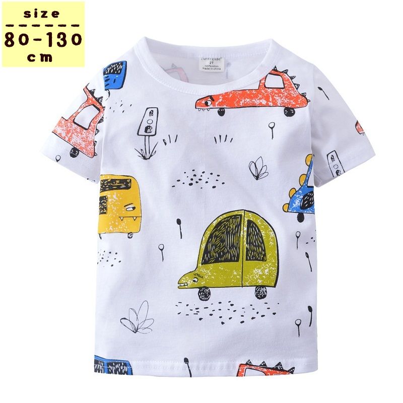 Tシャツ カットソー 半袖 キッズ ベビー 子ども服 男の子 女の子 トップス ラウンドネック 夏 カジュアル 車 通園 通学 普段着 プリント 個性的