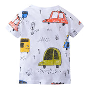 Tシャツ カットソー 半袖 キッズ ベビー 子ども服 男の子 女の子 トップス ラウンドネック 夏 カジュアル 車 通園 通学 普段着 プリント 個性的