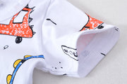Tシャツ カットソー 半袖 キッズ ベビー 子ども服 男の子 女の子 トップス ラウンドネック 夏 カジュアル 車 通園 通学 普段着 プリント 個性的