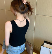 タンクトップ レディース 女性 トップス インナー ノースリーブ Uネック リブ 無地 シンプル カジュアル 着回し お洒落 婦人服