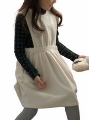 ワンピース ニット エプロン ドレス 子供服 韓国子供服 海外子供服 おしゃれ シンプル かわいい 上品 黒 グレー ブルー アイボリー ブラック jam