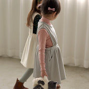 ワンピース ニット エプロン ドレス 子供服 韓国子供服 海外子供服 おしゃれ シンプル かわいい 上品 黒 グレー ブルー アイボリー ブラック jam