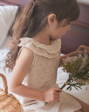 ノースリーブ トップス フリル コットン 子供服 海外子供服 韓国子供服 シンプル 花柄 お洒落 女の子 jam