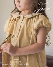 ブラウス トップス コーデュロイ パフスリーブ 襟付き 子供服 海外子供服 韓国子供服 シンプル 無地 お洒落 jam