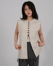 HELEN×POIMERI waist cut gilet ジレ ジャケット