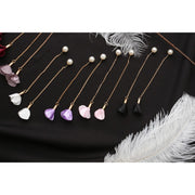 ピアス ロングチェーンピアス ロングピアス アクセサリー パール調 デザイン アメリカンピアス レディース 女性用 バックキャッチ おしゃれ かわいい 揺れる ゆらゆら ワンポイント 華やか お出かけ デート