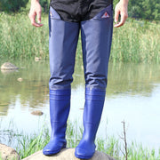 ヒップブーツ ヒップウェーダー ヒップウエイダー 田植え用長靴 釣り用長靴 田靴 フィッシング ロングブーツ 超ロング丈 防水 ずり落ち防止バンド 農作業 田植え レジャー シューズ 男女兼用 ユニセックス 男性用 女性用 シンプル 23.0cmから26.5cm 青色