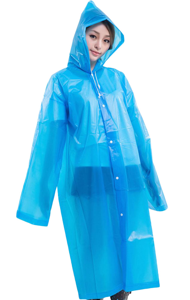 ロングレインコート フード付き カッパ 雨合羽 雨がっぱ レインウェア ブルー バリエーション画像