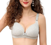 授乳ブラジャー 単品 ノンワイヤー 前開き 前あき マタニティブラジャー ママ 産前産後 妊娠中 レディース インナー 女性下着 スナップボタン 幅広ストラップ ホック式 3ホック 3段階調節 延長フック 可愛い かわいい おしゃれ 女性用 ストライプ 無地