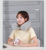ネックピロー 首枕 円筒型 U字型 ヘッドレスト 低反発 曲線 腰あて 背もたれ スナップボタン ファスナー お昼寝 仮眠 車内 リラックス 無地 シンプル