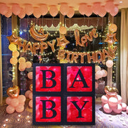 バルーンボックス 4点セット 箱のみ BABY LOVE ベイビー ラブ 箱 パーティー イベント 結婚式 誕生日 ウェデイング ベビーシャワー 出産祝い 文字入り 室内装飾 飾り