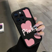 スマホカバー スマホケース iPhoneケース iPhoneカバー レディース 女性 スマホアクセサリー スマホ周辺機器 ハート 英語 英字 総柄 ピンク ブラック シンプル ポップ カジュアル ガーリー フェミニン おしゃれ 可愛い キュート