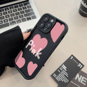 スマホカバー スマホケース iPhoneケース iPhoneカバー レディース 女性 スマホアクセサリー スマホ周辺機器 ハート 英語 英字 総柄 ピンク ブラック シンプル ポップ カジュアル ガーリー フェミニン おしゃれ 可愛い キュート