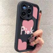 スマホカバー スマホケース iPhoneケース iPhoneカバー レディース 女性 スマホアクセサリー スマホ周辺機器 ハート 英語 英字 総柄 ピンク ブラック シンプル ポップ カジュアル ガーリー フェミニン おしゃれ 可愛い キュート