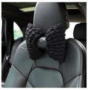 車用クッション シートクッション 首用 単品 首枕 カー用品 車用品 カーアクセサリー リボン ネックパッド ネックピロー ヘッドレスト 取り付け簡単 負担軽減 ベルト バックル ワッフル生地 ファスナー チャック ふわふわ かわいい キュート ガーリー おしゃれ 白 黒 ピンク