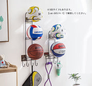 ボール収納 壁掛け収納 玄関収納 バスケットボール サッカーボール ボールスタンド 2段 バレーボール ホルダー ディスプレイ 収納 ラック 多用途 スポーツ用ボール収納 ボール置き フック 鍵収納 縄跳び掛け ウォールフック インテリア雑貨 シンプル おしゃれ 省スペース 片付け 玄関 子ども部屋 黒 白