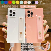 スマホケース スマホカバー iPhoneケース iPhoneカバー ホールドベルト 落下防止ベルト iPhone用 SE 7 8 7plus 8plus XSMAX XR 11 11Pro 11ProMax 12 12Pro 12ProMax 12mini 13 13Pro 13ProMax シンプル 無地 スクエア 四角 ツルツル ユニセックス アイフォン 携帯ケース 保護ケース 背面保護 傷防止 おしゃれ かわいい アイホン メンズ スタンド ホワイト 白 ブラック 黒 ピンク