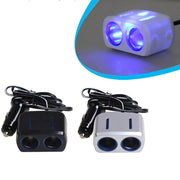 シガーソケット 車用 ソケット分配器 ２連 LED付き カーアクセサリ カーチャージャー増設 充電用