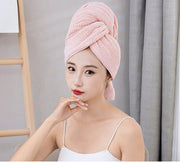 ヘアドライタオル タオルキャップ バスタオル 2way バンド付き ねじる 厚手 髪の毛 吸水 乾かす まとめる 無地 バス用品 お風呂上がり 時短 シンプル かわいい 大人 女性 便利 ヘアータオル 大判 簡単