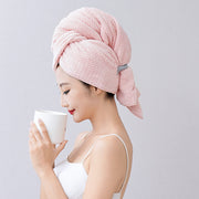 ヘアドライタオル タオルキャップ バスタオル 2way バンド付き ねじる 厚手 髪の毛 吸水 乾かす まとめる 無地 バス用品 お風呂上がり 時短 シンプル かわいい 大人 女性 便利 ヘアータオル 大判 簡単