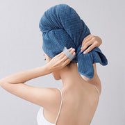 ヘアドライタオル タオルキャップ バスタオル 2way バンド付き ねじる 厚手 髪の毛 吸水 乾かす まとめる 無地 バス用品 お風呂上がり 時短 シンプル かわいい 大人 女性 便利 ヘアータオル 大判 簡単