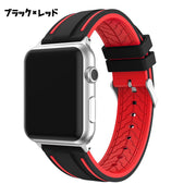 AppleWatch用交換バンド 腕時計用ベルト メンズ スポーティ シリコン スポーツ ブラック 黒 ライン レディース 男女兼用 防水 耐水 付け替え かっこいい おしゃれ