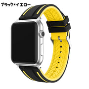 AppleWatch用交換バンド 腕時計用ベルト メンズ スポーティ シリコン スポーツ ブラック 黒 ライン レディース 男女兼用 防水 耐水 付け替え かっこいい おしゃれ
