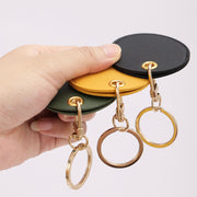 キーホルダー キーリング レディース メンズ レザー調 バッグチャーム プレート ラウンド サークル 円型 丸型 無地 おしゃれ