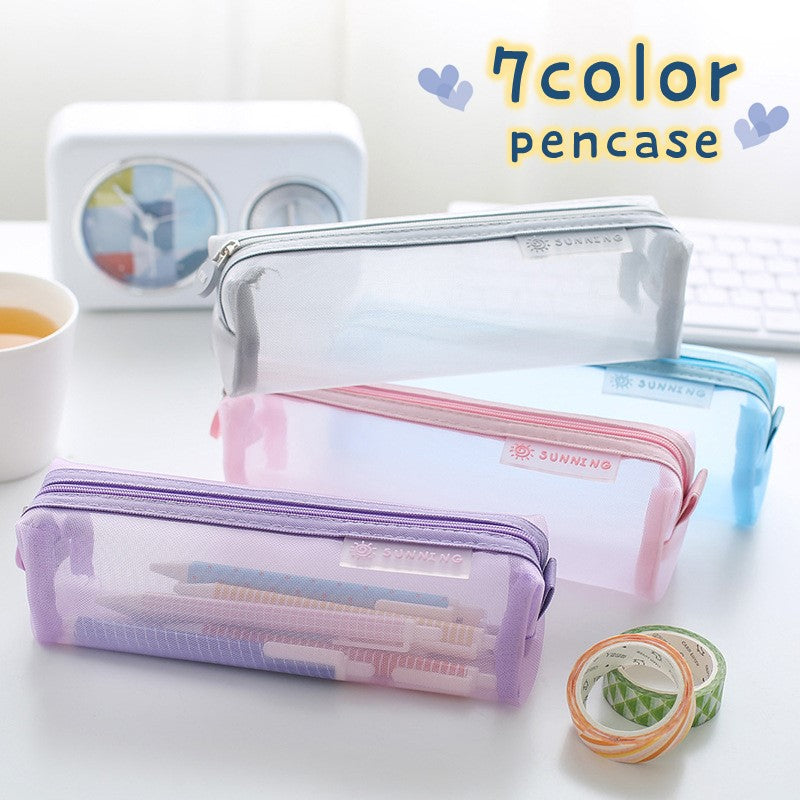 ペンケース 筆箱 ペン入れ 鉛筆入れ ユニセックス メッシュ 半透明 中が見える 小物入れ ふでばこ ファスナー シンプル おしゃれ かわいい オフィス 会社 中学 高校 小学校 大学生 社会人 レディース 女性 メンズ 男性 男女兼用