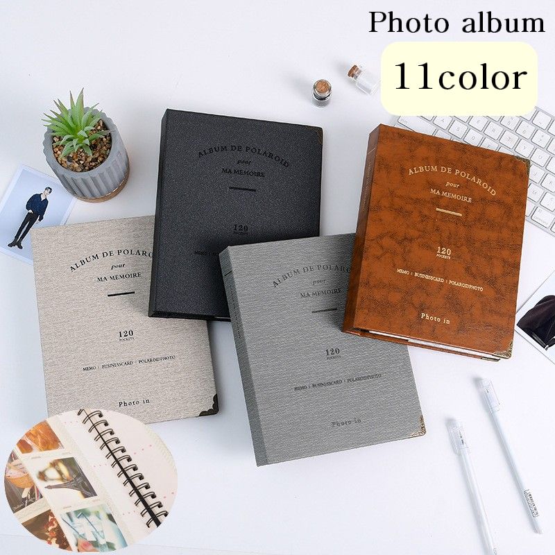 フォトアルバム ポケット式 写真収納 大容量 8.9×6.35cm 120枚 チェキ インスタントカメラ ミニサイズ リング式 PUレザー おしゃれ シンプル 可愛い 記念 メモリアル 思い出 プレゼント カラバリ豊富