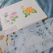 ステンシル テンプレート 20枚セット ステンシルシート 型板 転写シート イラスト 文房具 DIY 描画 花 植物 生き物 イベント クラフト 手作り用品 おしゃれ 可愛い
