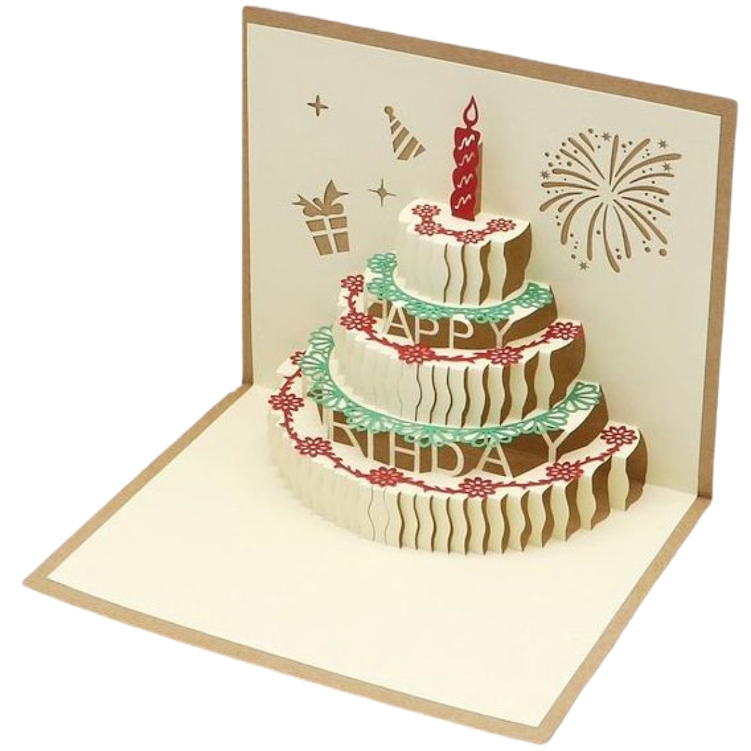 バースデーカード ポップアップ 誕生日 グリーティングカード 3D メッセージカード ブラウン バリエーション画像