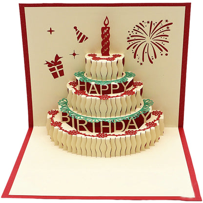 バースデーカード ポップアップ 誕生日 グリーティングカード 3D メッセージカード レッド バリエーション画像