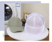 帽子用洗濯ネット キャップ用洗濯ネット 洗濯用品 洗濯グッズ ランドリー用品 ランドリーグッズ 野球帽用 ジッパー チャック 立体縫製 ブルー ホワイト シンプル