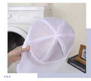 帽子用洗濯ネット キャップ用洗濯ネット 洗濯用品 洗濯グッズ ランドリー用品 ランドリーグッズ 野球帽用 ジッパー チャック 立体縫製 ブルー ホワイト シンプル