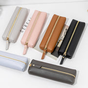 ペンケース 筆箱 筆入れ レザー調 ファスナー 無地 文房具 フェイクレザー 多目的 収納 整理 小物入れ 可愛い おしゃれ シンプル 便利 学生 大人 ビジネス ギフト プレゼント