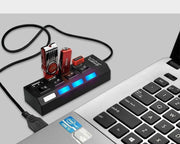 USBハブ USB2.0 HUB 4ポート 7ポート スイッチ付き 高速 データ転送 480Mbps ドッキングステーション リチウム バスパワー パソコンアクセサリー PC周辺機器 USBコンセント
