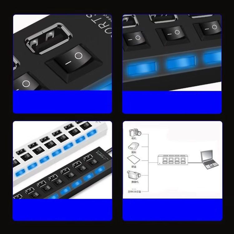 USBハブ USB2.0 HUB 4ポート 7ポート スイッチ付き 商品画像4