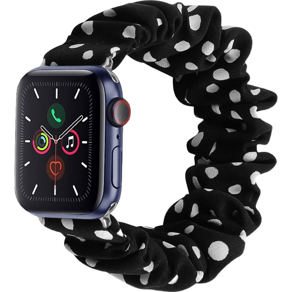腕時計用ベルト アップルウォッチ用 スマートウォッチ用 シュシュタイプ 布製 レディース ブラック×ドット バリエーション画像