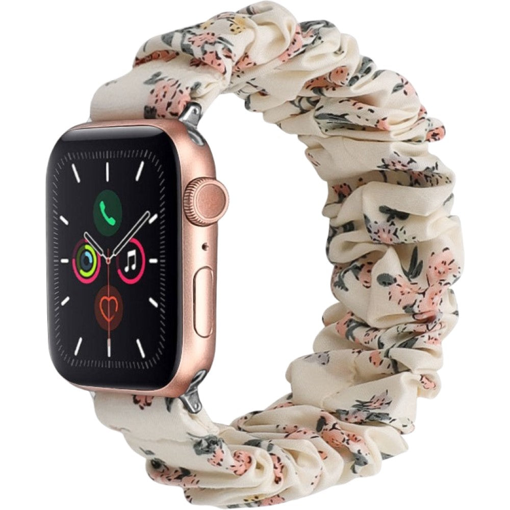 腕時計用ベルト アップルウォッチ用 スマートウォッチ用 シュシュタイプ 布製 レディース ミルク×フラワー バリエーション画像