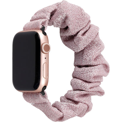 腕時計用ベルト アップルウォッチ用 スマートウォッチ用 シュシュタイプ 布製 レディース ピンク×ゴールド バリエーション画像