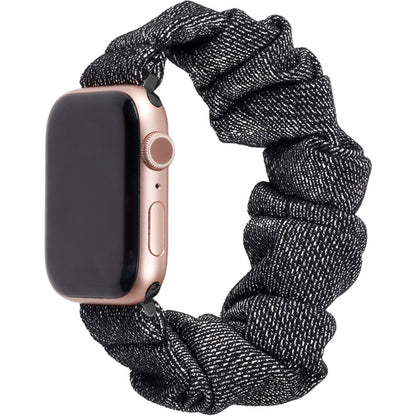 腕時計用ベルト アップルウォッチ用 スマートウォッチ用 シュシュタイプ 布製 レディース シルバー×ゴールド バリエーション画像