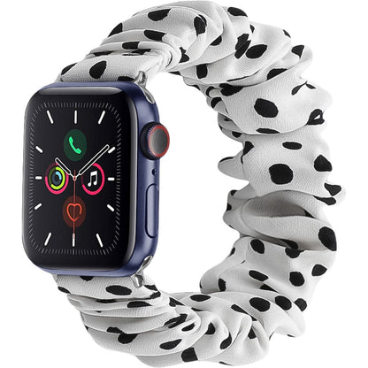 腕時計用ベルト アップルウォッチ用 スマートウォッチ用 シュシュタイプ 布製 レディース ホワイト×ドット バリエーション画像