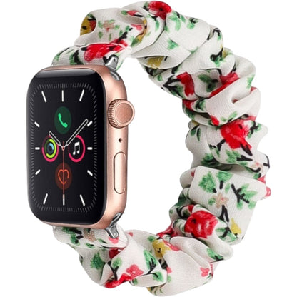 腕時計用ベルト アップルウォッチ用 スマートウォッチ用 シュシュタイプ 布製 レディース ホワイト×レッド バリエーション画像