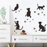 ウォールステッカー ウォールシール 壁用ステッカー 黒猫 キャット 壁紙シール DIY リビング 子供部屋 寝室 キッチン 模様替え 可愛い おしゃれ モノトーン