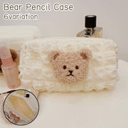 ペンケース 筆箱 レディース 女性 子供 女の子 小物入れ クマ くま かわいい 可愛い おしゃれ 文房具 クリーム色 白 黒